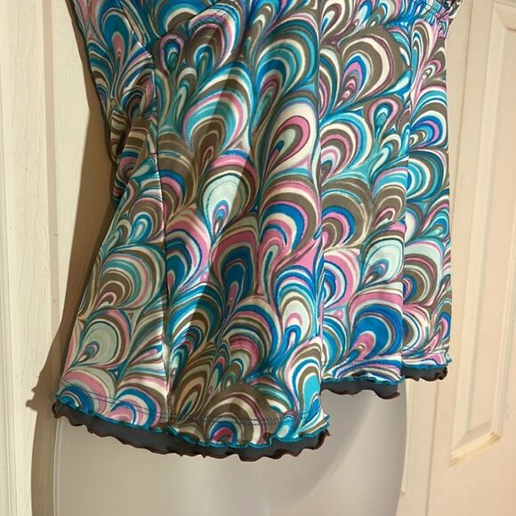 Free Country Womens Tankini Swim Top Halter Tie Multicolor Swirl Pattern Medium - Picture 10 of 16